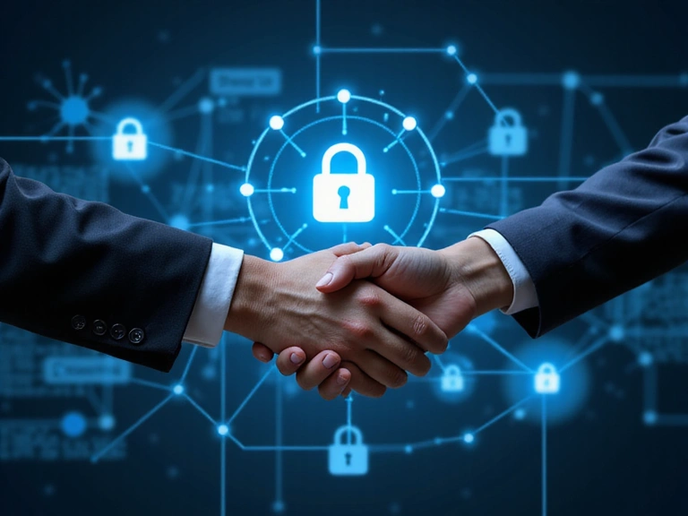 Due mani che si stringono, simbolo di condivisione sicura dei dati