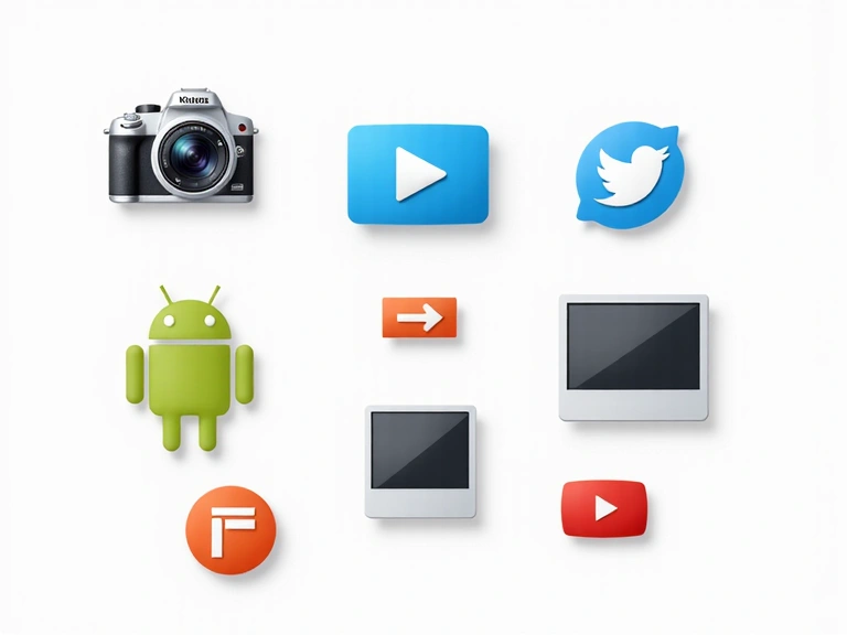 Icone di immagini e video che rappresentano i media