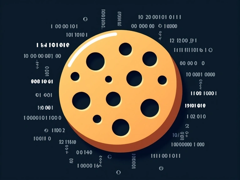 Immagine stilizzata di un biscotto (cookie) con codice binario